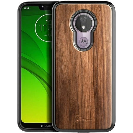 Nagebee Case for Motorola Moto G7 / Moto G7 Plus, [[Real Natural Walnut Wood], Every Piece is Unique, Ultra Slim Protective Bumper Shockproof Phone Cover - Wood