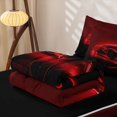 thumbnail image 6 of Manfei Sports Car Zipper Twin Comforter Sets with Fitted Sheet and 2 Pillowcases,Red Neon Light Print Zipper Bedding Set,Black Reversible,4pcs, 6 of 8