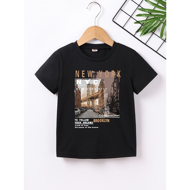 Camisetas con estampado de palmeras tropicales para niño (3 unidades): algodón suave, elásticas y lavables a máquina, perfectas para las vacaciones de verano.