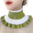 thumbnail image 5 of Eoperou Women Winter Scarf Fake High Collar Color Matching Ruffle Rhinestone Decor Knitted Elastic Warm Windproof Neck Protection Decorative Neck Warmer, 5 of 8