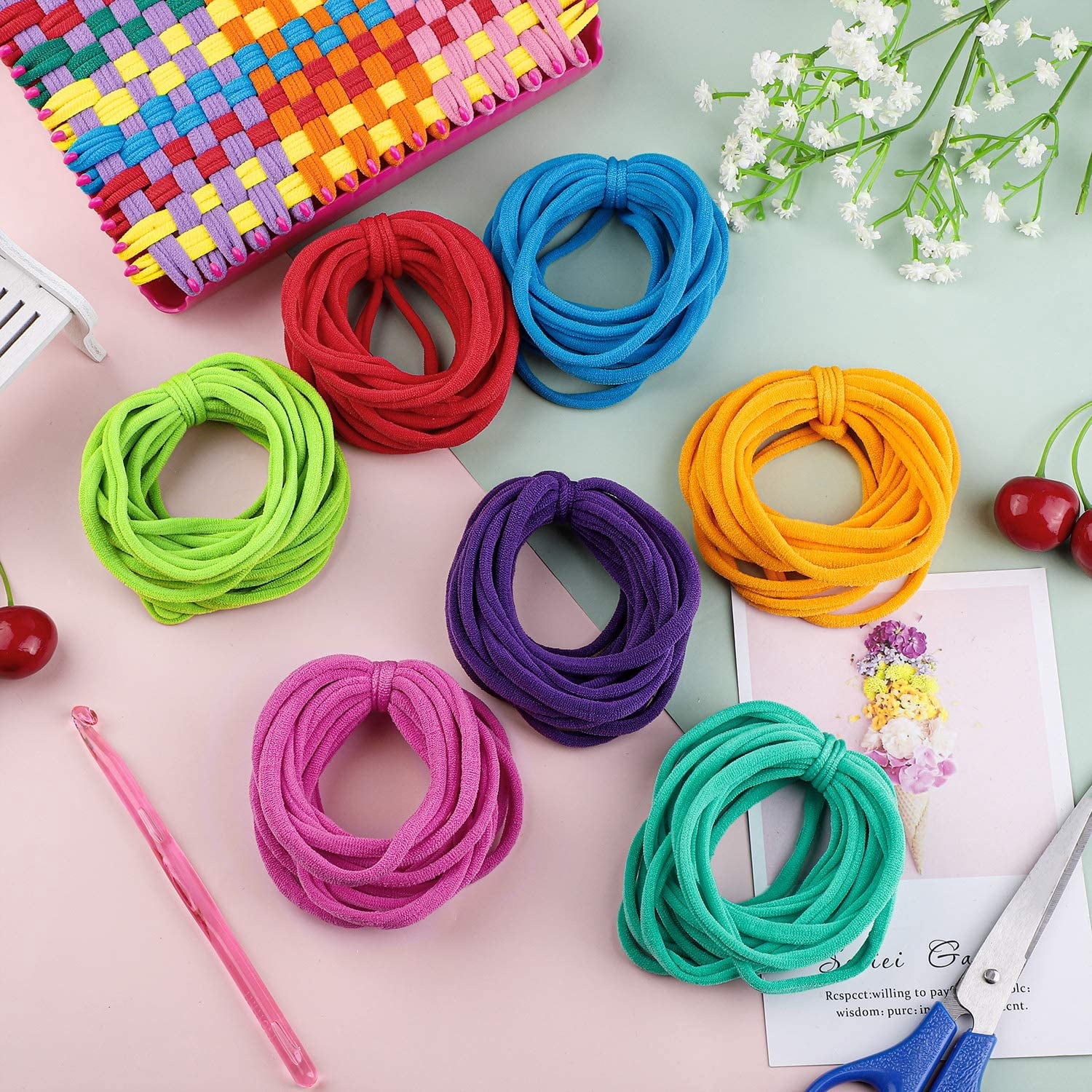 2 Pack Potholder Weaving Loom Refill Kit,Multicolored Elastic Loom Bands for Kids（384 Pcs）