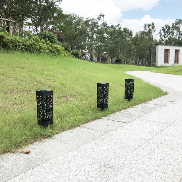 Luz solar para césped hueca de 1 LED para exteriores, enchufe de piso, luz de jardín impermeable, luz de malla cuadrada