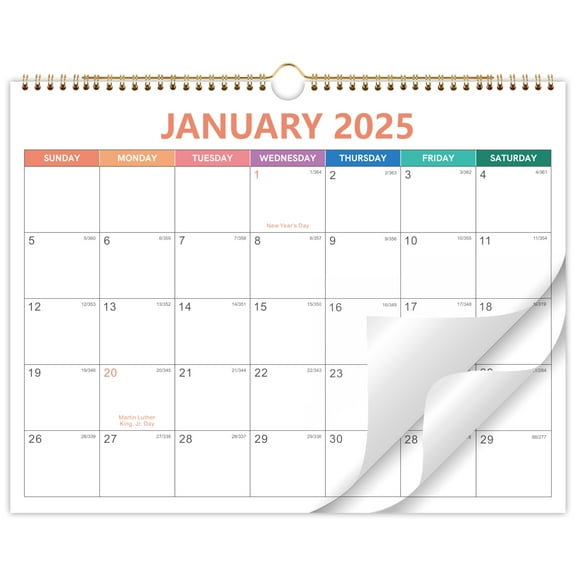 11*8.5 Wall Calendar 2025(Colorful), Use Now to Dec 2025, Large Lined 11 x 8.5Monthly Calendar, Professional Styling for Home or Office, Premium Paper