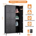 thumbnail image 4 of GangMei 12 Doors Metal Storage Locker Cabinet for Employees, Storage Lockers for School Office Gym Bedroom, Industrial Steel Storage Locker with 12 Hooks, Assembly Required(BLACK), 4 of 8