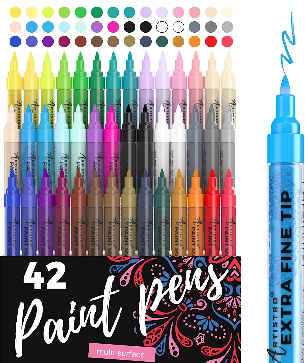 Pintar Art Supply 24pc. 0.7 mm Fine Tip Acrylic Paint Pens with Golden & Silver, Size: 24pcs