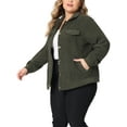 thumbnail image 4 of Agnes Orinda Women's Plus Point Collar Button Down Short Bomber Corduroy Jacket, 4 of 5