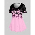 thumbnail image 2 of Camiseta con Estampado de Flores y Curvo en Talla Extra Rosegal Camisetas tallas grandes, 2 of 5
