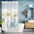 thumbnail image 6 of Spring Floral No Hooks Shower Curtain with Snap-in Liner Watercolor White Blue Poppy Flowers Leaf Plant Shower Curtains for Bathroom, Waterproof, Easy Install, Washable 36"x72", 6 of 9
