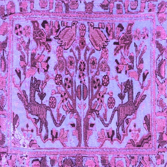 Ahgly Company Indoor Square Animal Purple Traditional Area Rugs, 5' Square