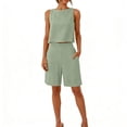 thumbnail image 2 of Horkkom Short Sets for Women 2 Piece Linen Solid Color Tank Tops High Waist Shorts with Pockets Summer Casual Vacation Sets S, 2 of 7