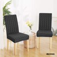 thumbnail image 2 of Deconovo - Funda de silla de comedor de punto jacquard, elástica, lavable y extraíble, de licra, para banquetes, juego de 4, color negro, 2 of 7