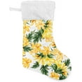 thumbnail image 3 of SKYSONIC Tropical Yellow Flowers Christmas Stockings Personalized Large Christmas Stocking Cute Snowflake Stockings 18 Inch Xmas Stocking for Xmas Decorations Xmas Gifts 2P, 3 of 7