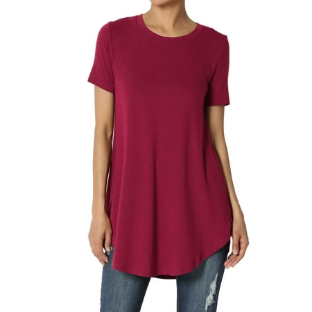 TheMogan Women's PLUS Basic Crew Neck Round Hem Short Sleeve Draped Jersey Tee