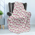 thumbnail image 4 of Floral Soft Flannel Fleece Throw Blanket, Romantic Lily Blossom with Leaves and Stalk Vintage Garden Artwork, Cozy Plush for Indoor and Outdoor Use, 60" x 80", Magenta Green and White, by Ambesonne, 4 of 5