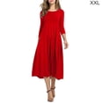 thumbnail image 4 of facefd Robe Femme Col Rond Costume Automne Manches Mi-Automne Grande Robe Évasée Rouge TTG, 4 of 6
