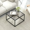 thumbnail image 2 of Gymax Glass Coffee Table 27.5 Inch Modern Square Metal Frame Living Room Transparent & Grey, 2 of 10