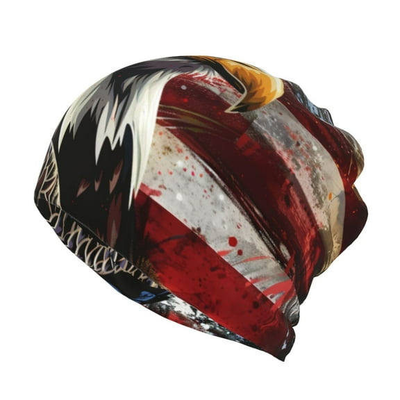 Yiaed Retro American Eagle A Print Multifunction Beanie Hats for Women Men Slouchy Knit Beanie Hat Winter Hat Scarf Stretch Skull Cap