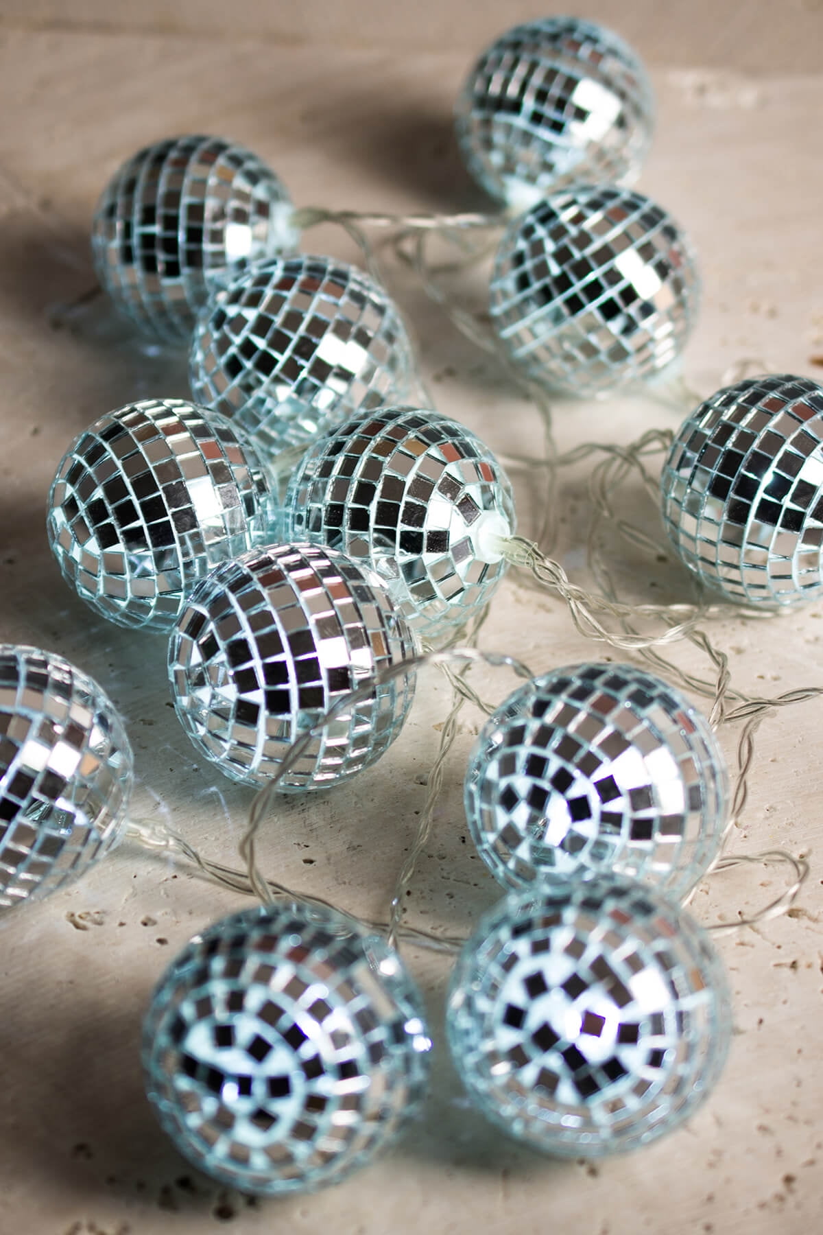 Mirror Ball String Lights 12CT Battery Op