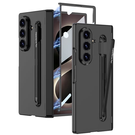 Dteck Case with Stylus for Samsung Galaxy Z Fold 8 Ultra,Shockproof PC Magnetic Hinge Protection Case with Pen Holder Built-in Front Screen Protector Cover ,Black