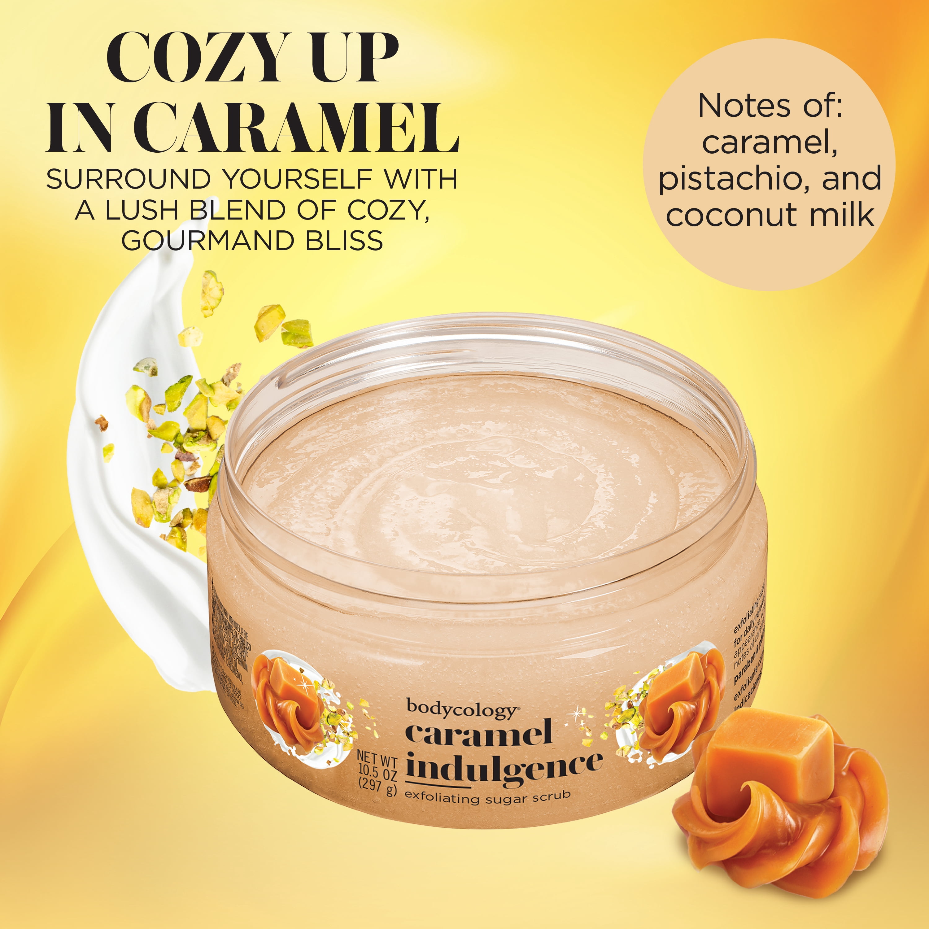 (4 pack) Bodycology Exfoliating Sugar Scrub, Caramel Indulgence, 10.5 oz