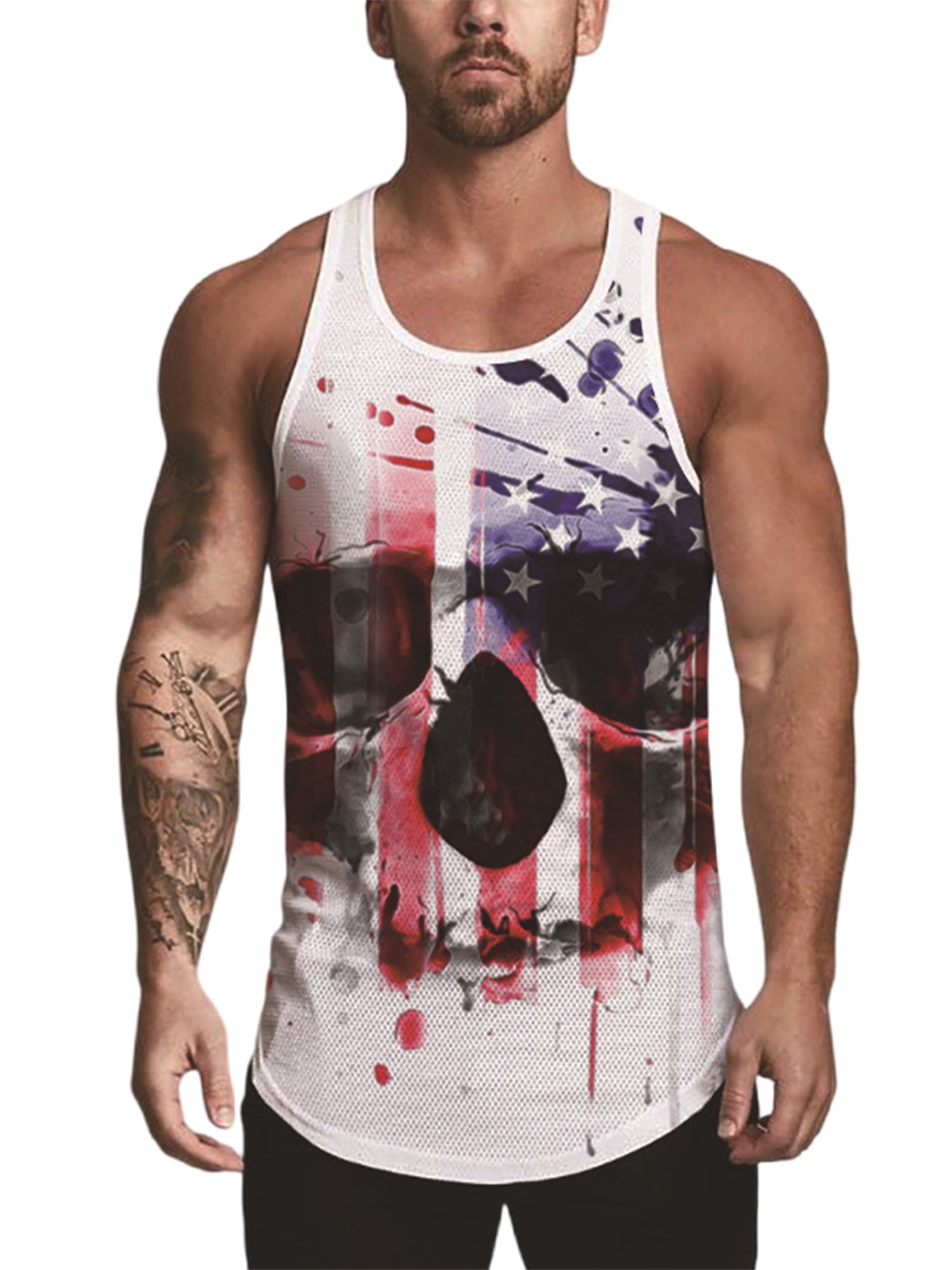 Frontwalk Mens Muscle Shirts Crew Neck Tank Tops Sleeveless Summer Gym
