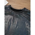 thumbnail image 5 of YONGHS Kids Girls Sparkle Metallic Jazz Hip Hop Dance Tops Short Sleeve T-Shirt Tees Black 7-8, 5 of 7