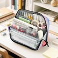 thumbnail image 6 of Standing Pencil Case with Base Large Capacity Stationery Pouch Pen Bag with Zipper for Women Men Pink and Blue Tie-dye Pattern, 6 of 7