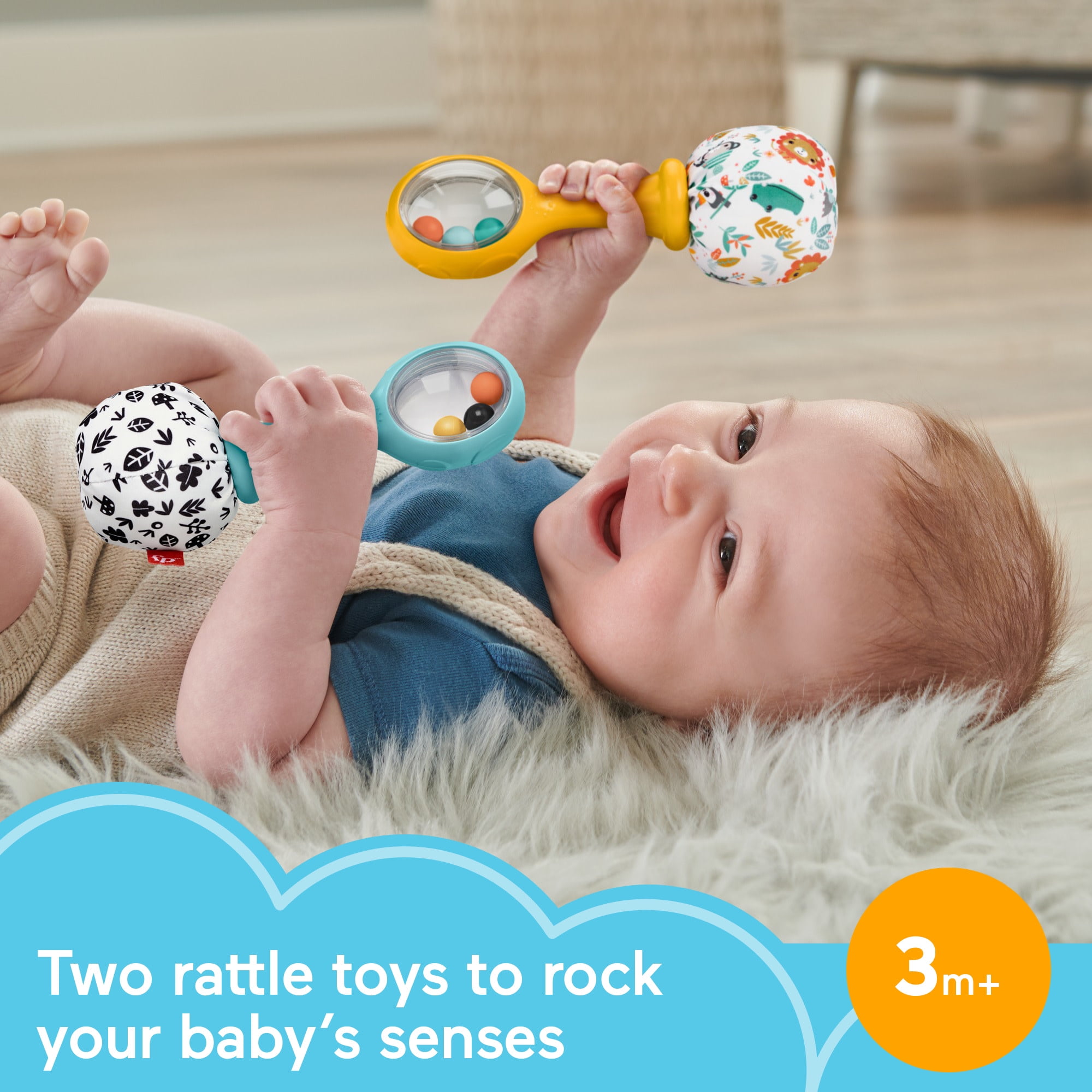 Fisher-Price Baby Toys Rattle 'n Rock Maracas, juego de 2 instrumentos  musicales suaves para bebés de más de 3 meses, verde y amarillo