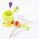 thumbnail image 5 of Juego de tenedores de fruta de acero inoxidable verde, 6 piezas para postres y pasteles, regalo ideal para fiestas en casa, 5 of 8