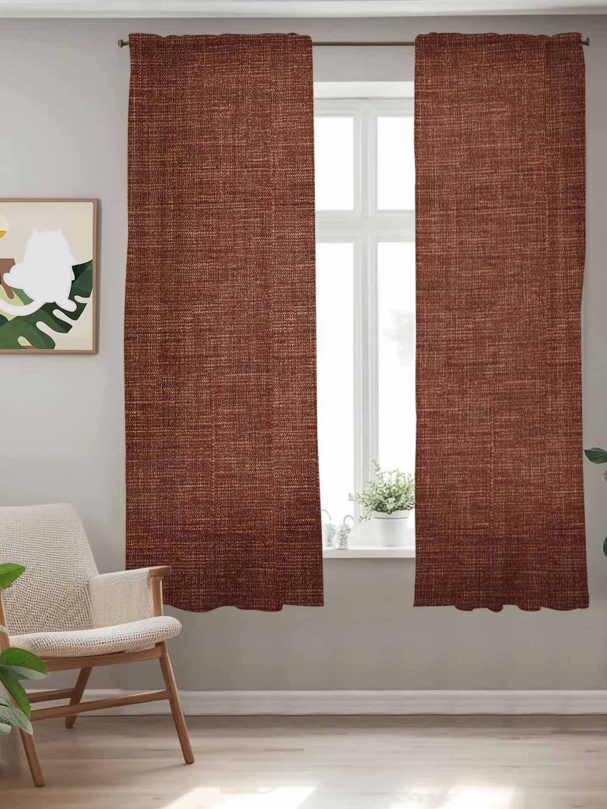 Dark Brown Curtains 63 Inch Length,Sheer Curtains for Bedroom Living Room Window Vintage Country Monochrome Chocolate Color Rod Pocket Drapes Kitchen Curtains Small Half Window 42"x63" 2 Panels