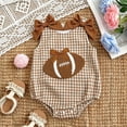 thumbnail image 2 of RMGVDSD Newborn Baby Girl Clothes Football Outfit Sleeveless Plaid Rugby Embroidery Bubble Romper Bodysuit Onesie Cute Infant Clothing 3-6 Months, 2 of 4