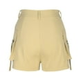 thumbnail image 5 of IROINNID Discount Shorts for Women Straight Barrel High Waist Solid Pocket Work Shorts,Khaki, 5 of 6
