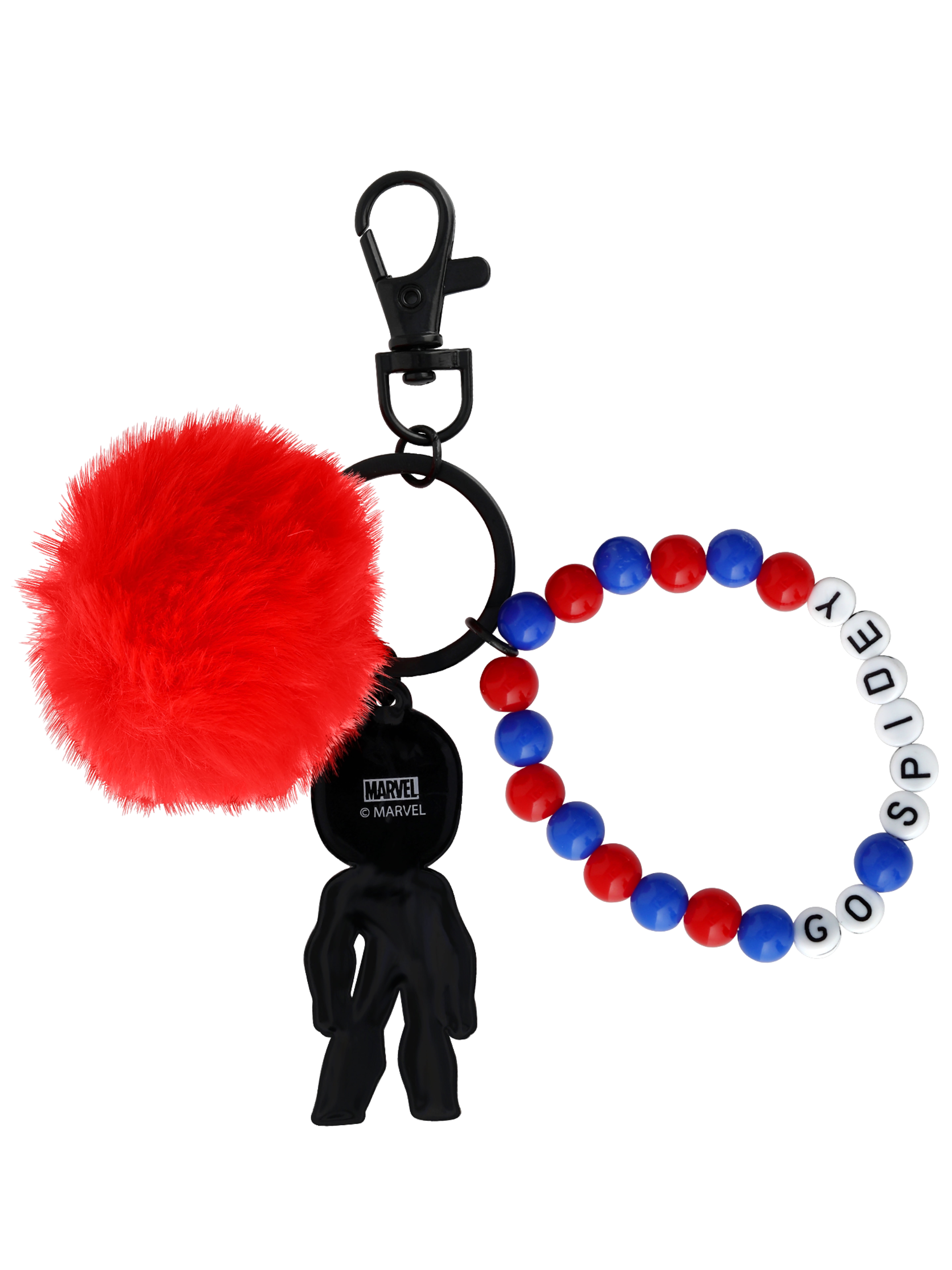 Marvel Unisex Spiderman Red Pom Pom Wrist Keychain Charm