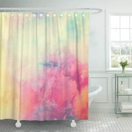 BPBOP Orange Cool Abstract Watercolor Colorful Pink Best Color Paint Sketch Aged Artistic Beauty Shower Curtain 60x72