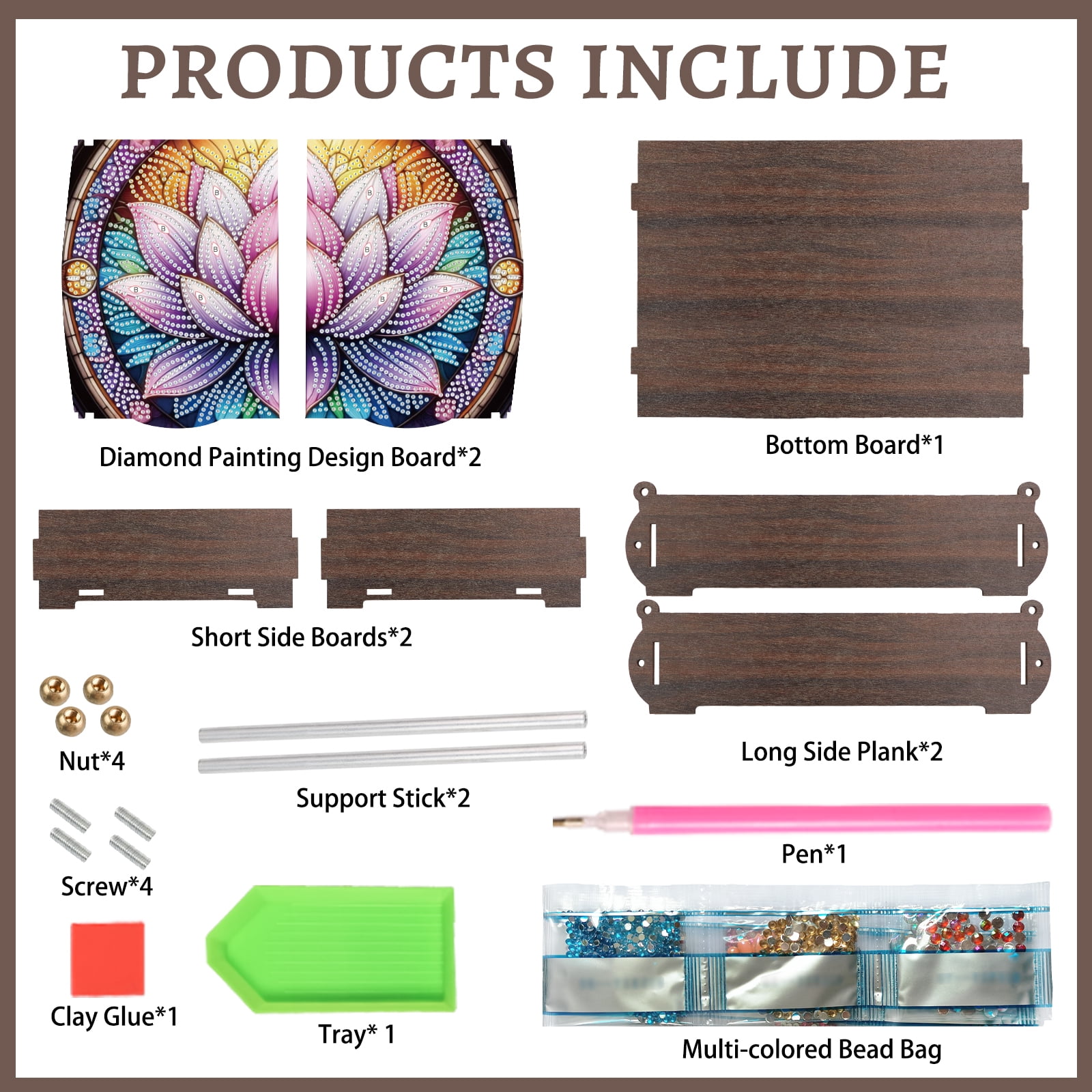 Diamond Painting Kit Storage Box, Beautiful Lotus DIY Multifunctional Handicraft Storage Box, Suitable for Home Office Holiday Gifts