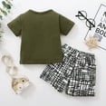 thumbnail image 3 of 2T Toddler Boys Clothes 3T Toddler Boys Summer 2PCS Outfits Letter Print Short Sleeve Shirt Top Shorts Set Army Green, 3 of 6
