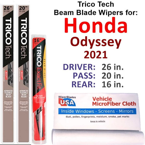 2021 Honda Odyssey Beam Blade Wipers (Set of 3) w/Rear Wiper