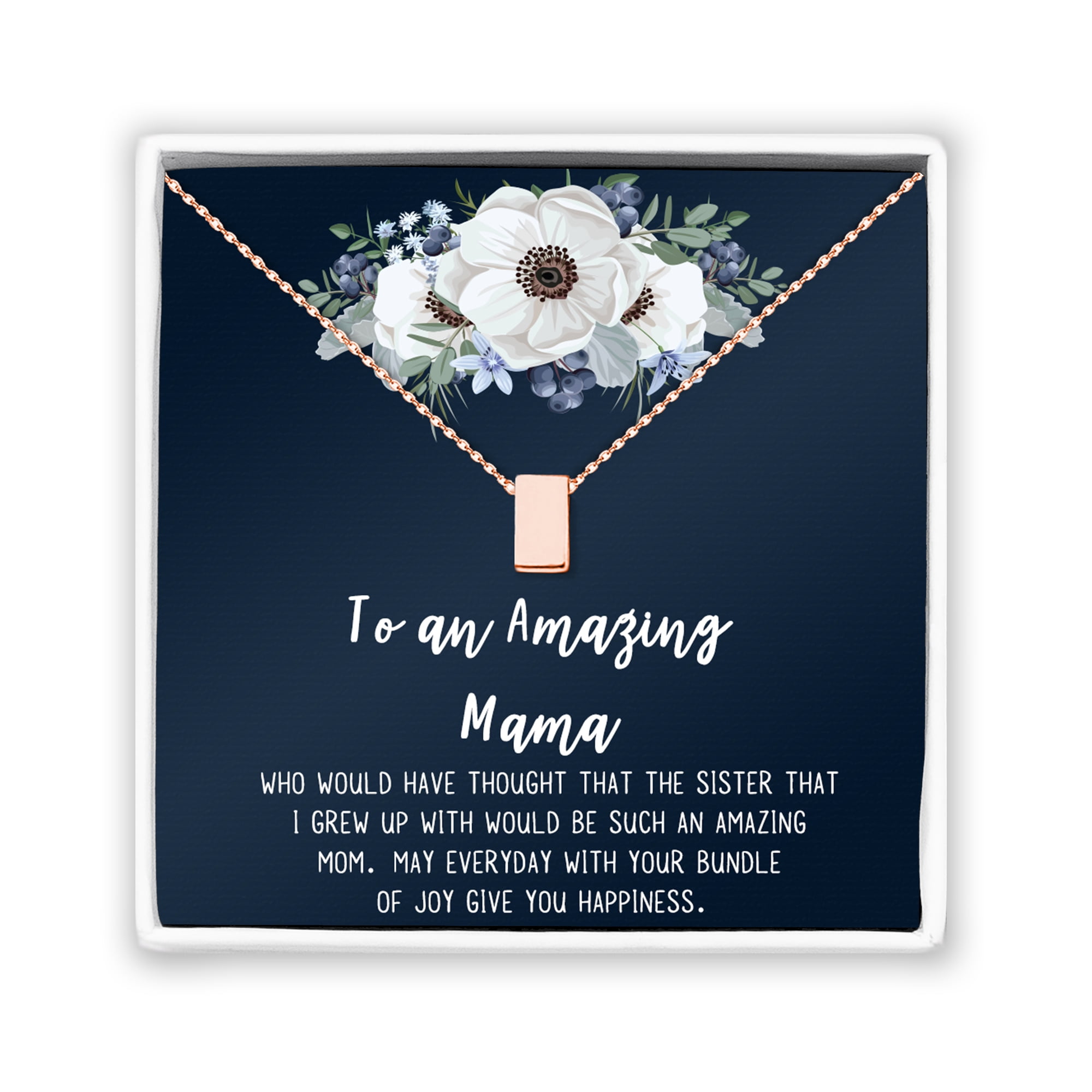 To An Amazing Mama Mother's Day Card Necklace, Mother's Day Gift for Her; Mother's Day Gift for Mom, RC:R[40]CJewelry and Card Mother's Day Present [Rose Gold, No-Personalized Cube]
