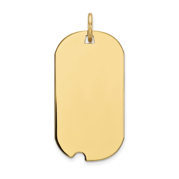 14K Yellow Gold Plain .013 Gauge Engravable Dog Tag With Notch Disc Charm (28 X 13) Made In United States xm546/13