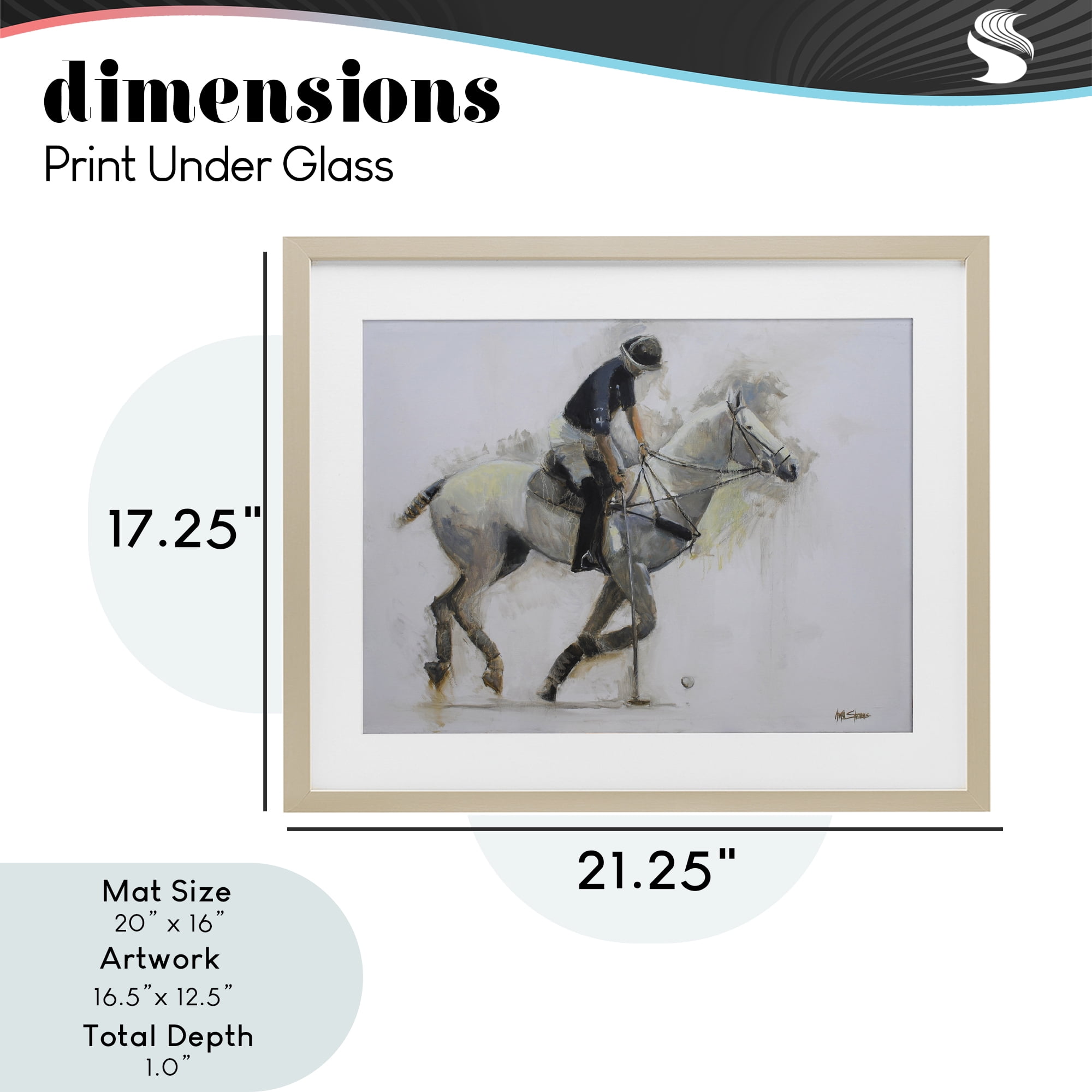 Stupell Industries Polo Rider in Motion Birch Framed Print Under Glass, design by Jadei Graphics