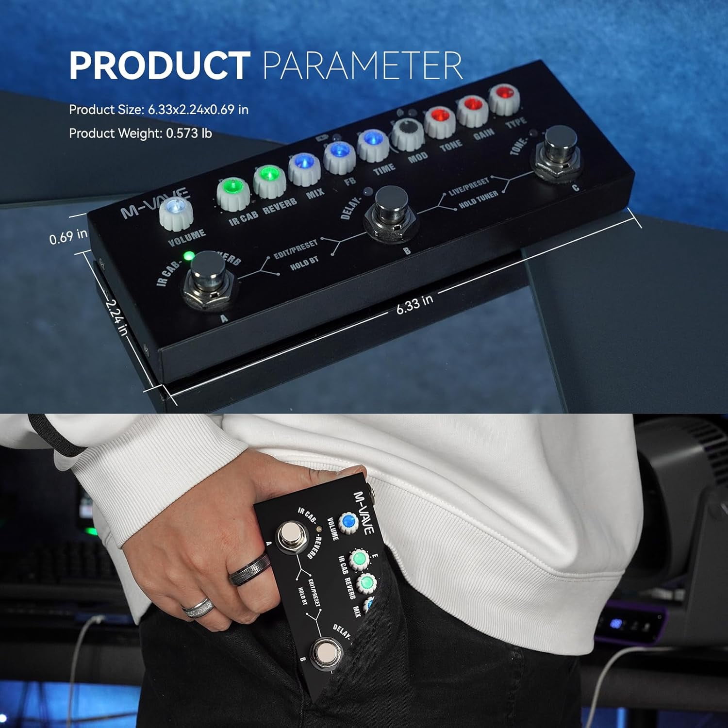 M-VAVE Multi Effects Guitar Pedal, Reverb Guitar Pedal, Delay, Chorus, Phaser, with IR Loading 9 AMP Models, CUBE-BABY Reverb Effect Pedal, Support Recording, Bluetooth 5.0