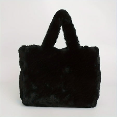 ZGAD [Faux Fur Tote Bag] Stylish Long-Haired Faux Fur Tote Bag - Double Handles  Adjustable Long Shoulder Straps  Solid Color - Perfect for Autumn And Winter  Daily Travel  And Fashionable Outfits