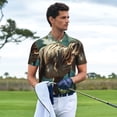 thumbnail image 3 of Yiaed Green Forest DinosaurPrint Men's Short Sleeve Polo Shirt,Golf Polo for Men Three-Button Golf Shirt Athletic Casual Collared T-Shirt- 4X-Large, 3 of 7