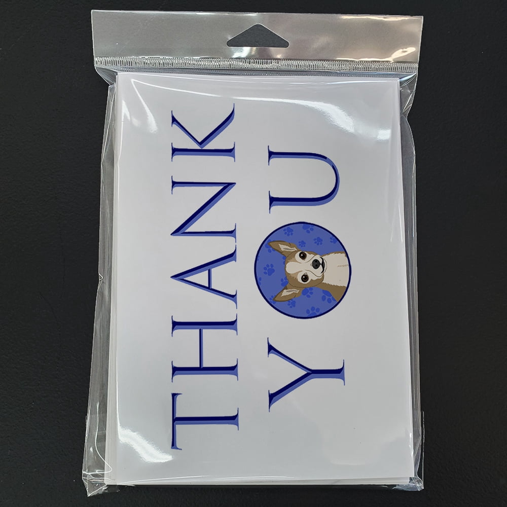 Chihuahua Silver and Tan Thank You Greeting Cards and Envelopes Pack of 8 7 in x 5 in