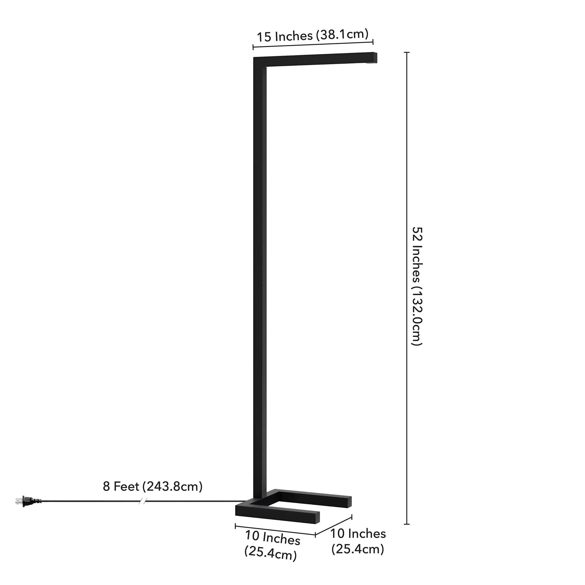 Evelyn&Zoe Malin 52" Modern Metal Floor Lamp with Blackened Bronze Rectangle Metal Shade