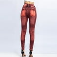 thumbnail image 6 of BiZtdJrK Jean Leggings for Women High Waisted Tummy Control Skinny Stretchy Denim Jeggings Solid Color Tight Fake Jeans Red Free Size, 6 of 8