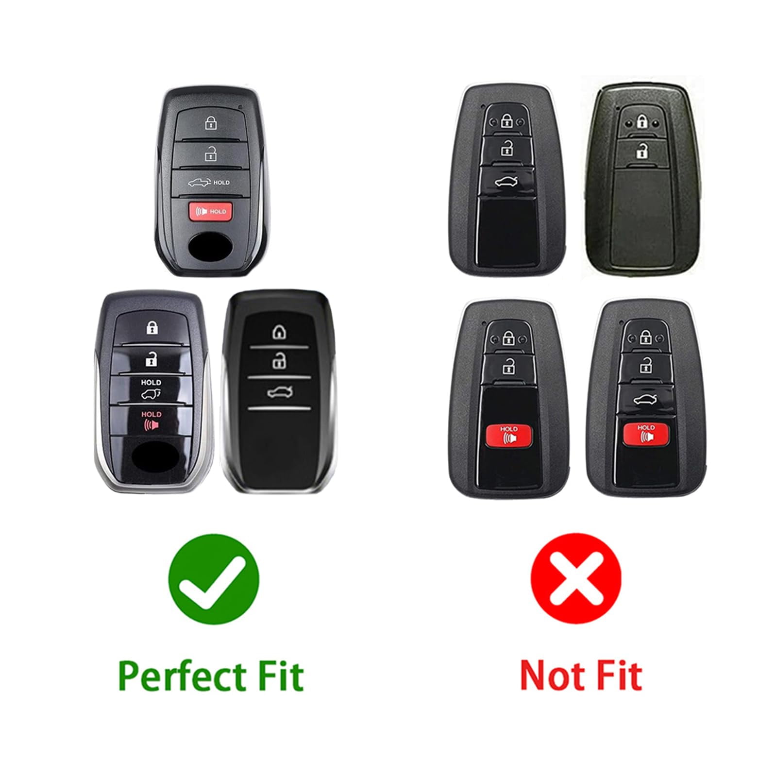 Key Cover Case, Zinc Alloy Key Fob Case Shell Compatible with Toyota Venza RAV4 Prime Sienna Land Cruiser Fortuner Mirai Grand Highlander Prius Collora 2019-2024