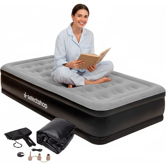 Colchón Inflable Individual con Bomba Incluida Cama Inflable para Camping Cama De Aire Elevada con Bomba Incluida Colchón Inflable Duradero Resistente (Gris)