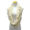 thumbnail image 3 of Ivory Cable Knit Infinity Loop Scarf With Fringe, 3 of 3