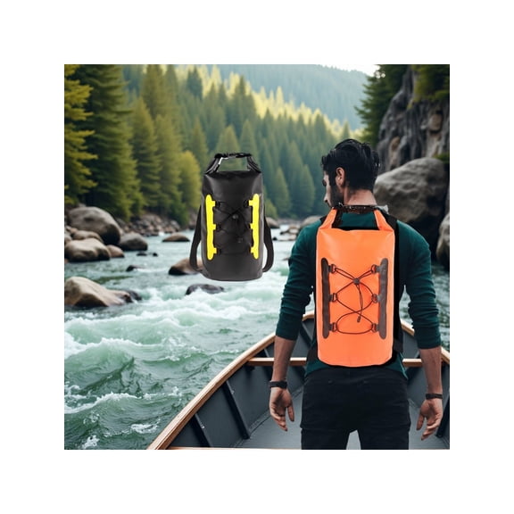 Waterproof Dry Bag Backpack, 15L Roll-Top Closure PVC Bag with Mesh Pocket for Swimming, Kayaking, Hiking, Camping – Keeps Gear Dry & Lightweight